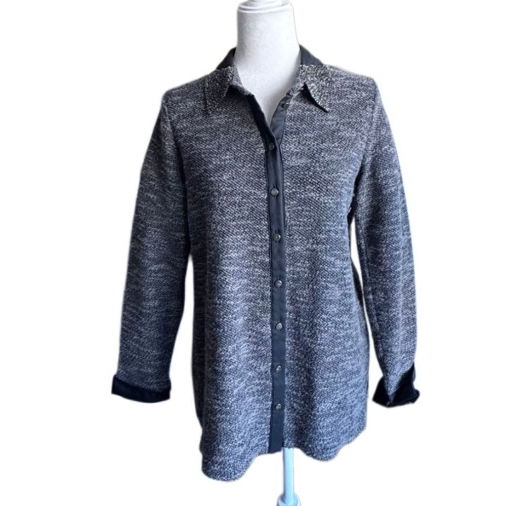 Soft Surroundings Sweater Marled Beaded Collar Shacket #27192 SZ S
